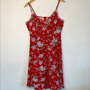 Lulu's Vibrant Red Floral Dress